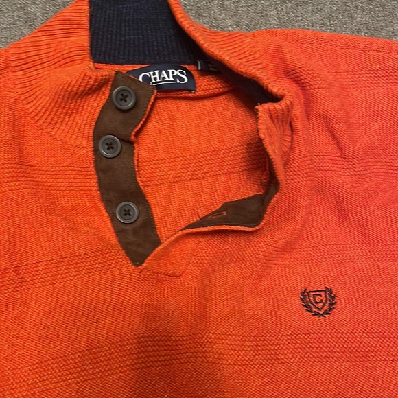 Chaps Mens Henley Sweater orange  Mock Neck Ribbed Long Sleeve  XXL more like xl - Picture 2 of 4
